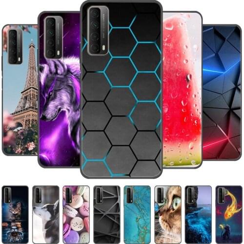 For Huawei Y7a Case Black Bumper Soft TPU Silicone Cover For Huawei Y7A Cases Back Cover Y7 A Y 7A Coque Protective Shell Bag