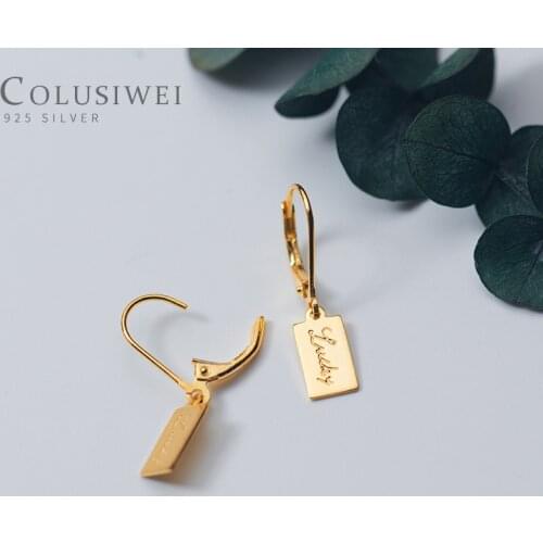 Colusiwei New Engrave Lucky Letters Dangle Earrings for Women 925 Sterling Silver Drop Earrings Fashion Korean Jewelry Gifts