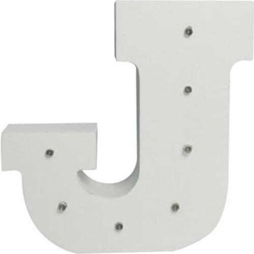 Wood LED 6'' Vintage Letter Lights Circus Style Alphabet Light Up Plaques J Long LED Lamp Life Long-Term