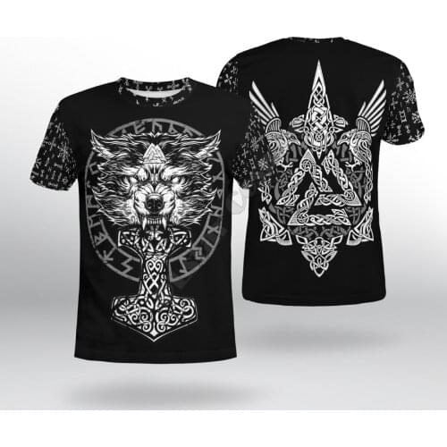 PLstar Cosmos Viking Tattoo Wolf 3D Printed t-shirt Harajuku Streetwear T shirts Hip hop Men For Women Short Sleeve style-1
