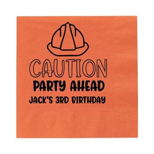 Construction Birthday Personalized Napkins - First Birthday - Construction Birthday Napkins, Custom Boy Birthday Napkins