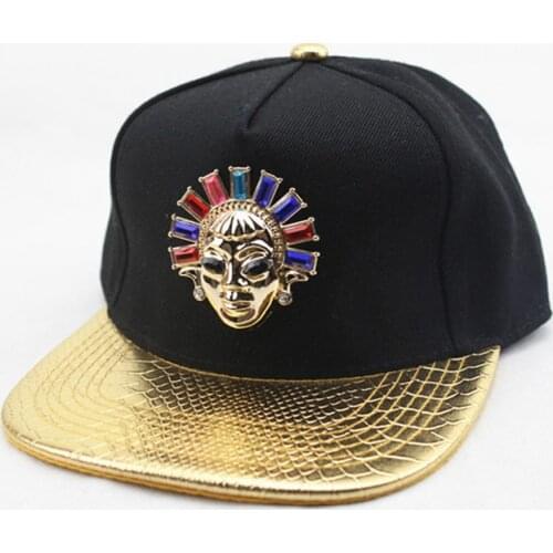 Lederen Cap Gouden Schedel Logo Basebal Hoeden Gorras Snapbacks Verstelbare Voor Mannen Vrouwen Brim Rode Kleur Streetwear