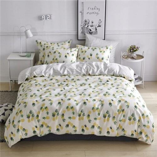 Cotton Duvet Cover Set Queen King sizes Pineapple print Bedspread Kid 3pcs Cartoon Bedding set