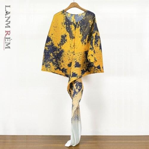 LANMREM 2021 New Spring Summer Printed Batwing Sleeve Dress Women Dresses Ladies Elegant Party Clothes 2E1006