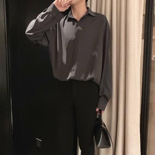 Spring and autumn long-sleeved shirt male ins tide brand loose handsome wild shirt Korean fashion casual clothes male