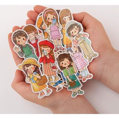 20pc/cute cartoon love dress up series hand account cut book stationery sticker Korean kawaii girl decoration sticker aesthetics