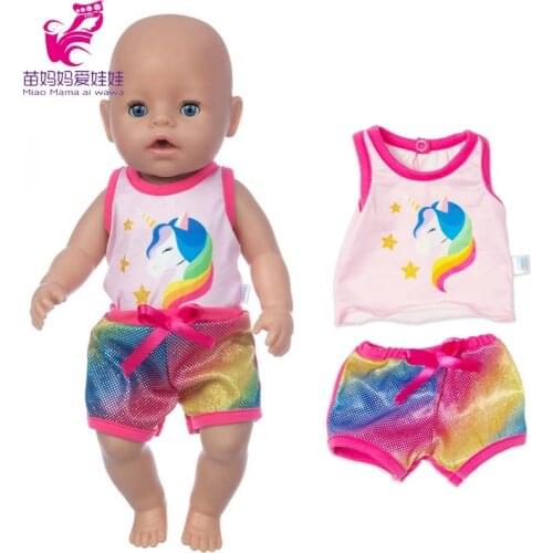 Baby Doll Clothes Rainbow Shirt Pants For 18 Inch Girl Doll Outwear Children Girl Birthday Gifts
