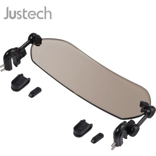 Justech Motorcycle Adjustable Clip On Windshield Extension Spoiler Wind Deflector Smoke For Suzuki Kawasaki KTM Aprilia Ducati