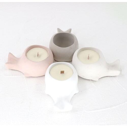 Concrete Candle Vessel Silicone Mold Whale Design Cement Candle Cup Mold Decorative Concrete Planter Mold