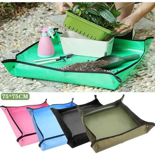 HHS 75 * 75 cm Foldable Planting Mat Waterproof For Basin Flower pot Plant Gardening Pad Reusable Transplanting Potting Mat