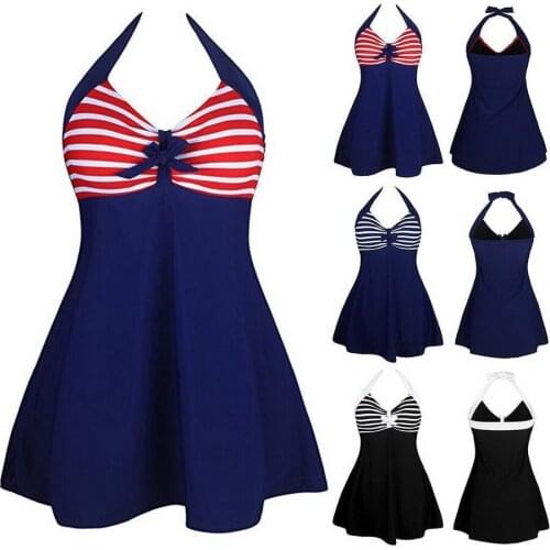DHL 50pcs Padded Halter Skirt Swimwear One Piece Swimsuit Beachwear Bathing suit Dress Plus size M~2XL