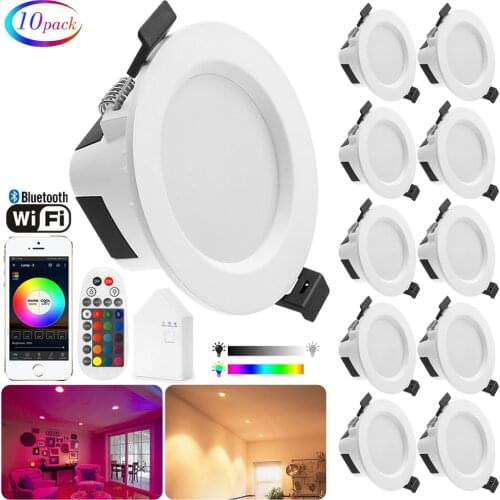 10X 9W 5W RGB Warm Cool White 5in1 LED Ceiling Lamp Down Light WIFI/Bluetooth Spotlight APP/Music Remote Controller Timer Dimmer