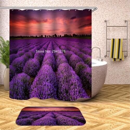 Beach Boat Flower Pattern Waterproof and Mildewproof Washable Shower Curtain with Hook Home Bathroom Decor Colorful Print