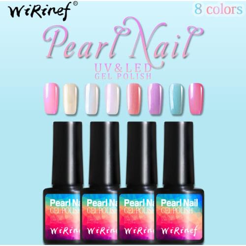 WiRinef Newest Pearl UV Nail Gel Polish Soak Off Pure Color Sea Shell Gel Varnish Pearl Effect Glitter Conch Gel Lak