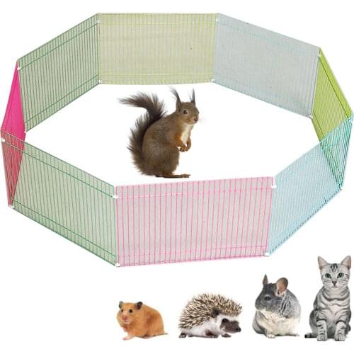 Pet Iron Playpen Outdoor/Indoor Exercise Fence 8-Panel Small Animals Cage Portable Yard Fence For Guinea Pig Rabbits Hamster