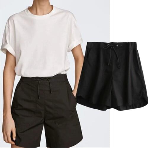Jenny&Dave Women Short Summer Enlgand Vintage Cargo Balck Summer Shorts Women Elastic Casual Harem Beach Short Feminino Bermuda