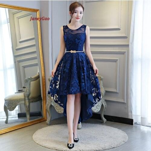 JaneyGao 2019 Short Prom Dresses For Women Elegant Styel Formal Gown Low Hight Dress Front Short Back Long Royal Blue Prom Gown