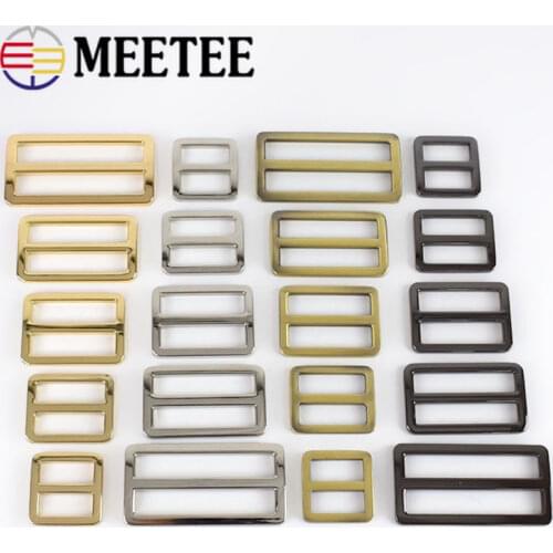 10pcs Webbing Straps Metal Slider Tri Glide Adjuster Buckles Bag Shoes Belt Clasp Hooks DIY Leather Ring Part Accessories F4-4