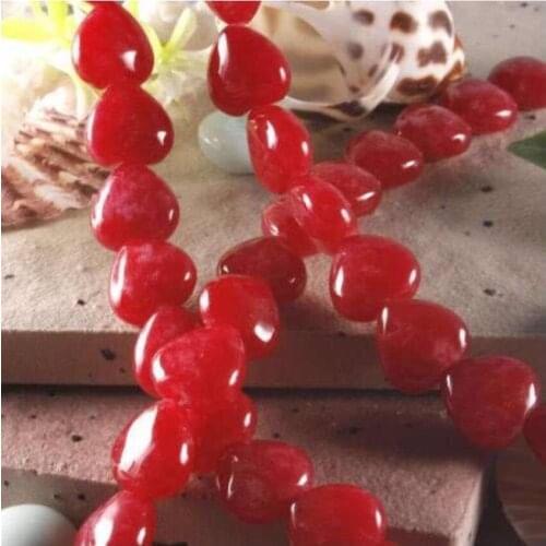 12mm Red Natural stone Heart Loose Beads 15'' -Bride jewelry