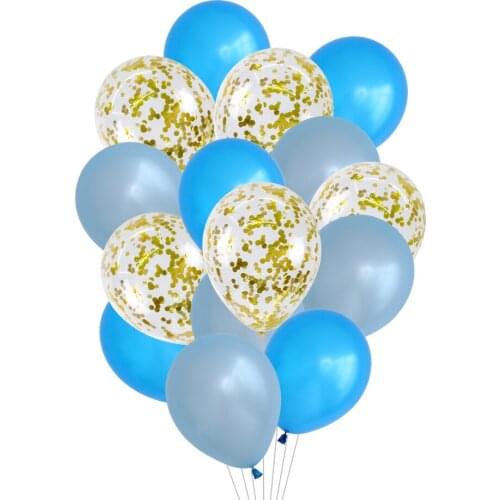 15pcs Confetti Balloon And 12 inch Pink Blue Latex Balloons Party Decoration Boy girl Birthday Party Supplies
