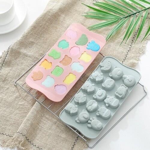 15 Grid Food Silicone Cartoon Animal Shape Cake Candy Chocolate Ice Cube Mold Kitchen Tool DIY Baking Tool