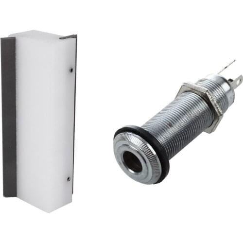 1x 1/4 Inch Chrome Cylinder Flush Mount Jack & 1 Pcs Guitar Fret Beveling File,45 Degrees 90 Degrees End Bevel-Flush