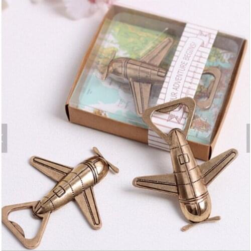 260pcs/lot Propeller Airplane Plane Bottle Opener Beer Cola Soft drink Openers Alloy Gift box Packing Wedding Vintage Gifts