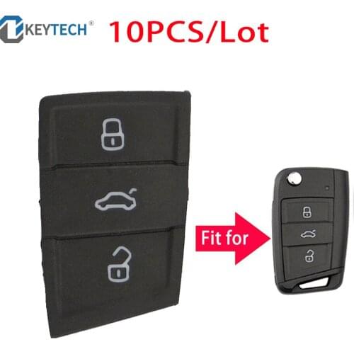 OkeyTech 10PCS/Lot 3 Button Car Remote Key Pad For VW Golf 7 4 5 Mk4 6 Skoda Octavia Seat Leon Ibiza Altea Rubber Button Pads