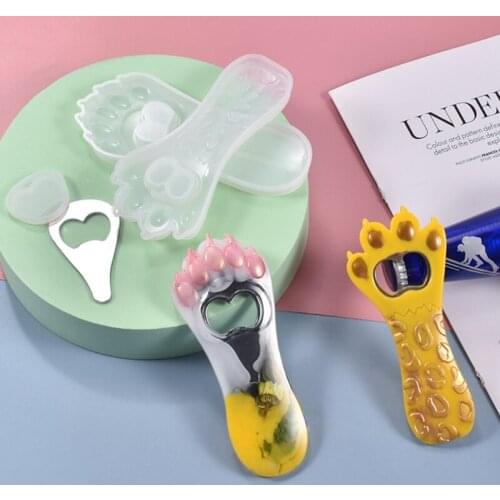 Shiny Bottle Opener Epoxy Resin Mold Keychain Pendant Silicone Mould DIY Crafts Jewelry Key Ring Decorations Casting Tools