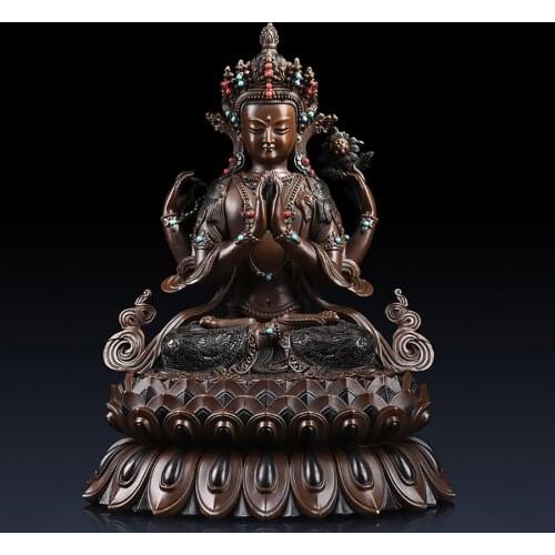 Large Asia Nepal Buddha buddha HOME SAFE Protection High grade Four arm Avalokitesvara GUAN YIN buddha Buddhist Tantra statue