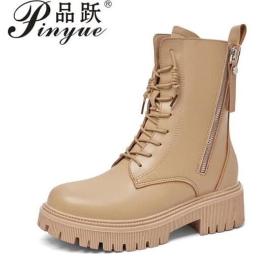 New Fashion Women Ankle Boots Shoes Flat Heel Lace Up Winter Plush Fur Warm Short Boots Female Footwear Size 35-40