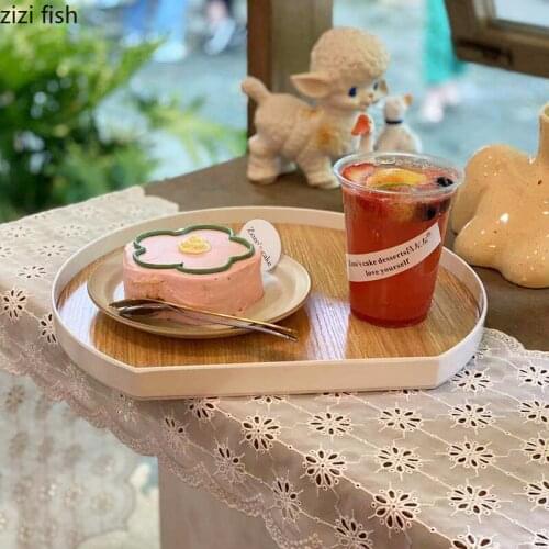 Wood Trays Decorative Service Tray Teapot Teacup Set Coffee Table Desktop Dessert Plate Snack Dish Water Cup Storage Plates