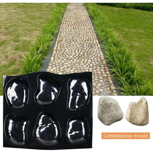Cobblestone Mould Stone Concrete Molds River Rock 6 Large Pebbles Mold Tray Stepping For Garden Walkway Pathway Decoration