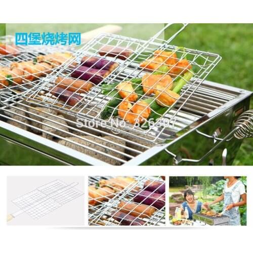 Hamburg barbecue net grilled fish clip net shelf BBQ grill tools accessories outdoor camping meshes party picnic roast mesh