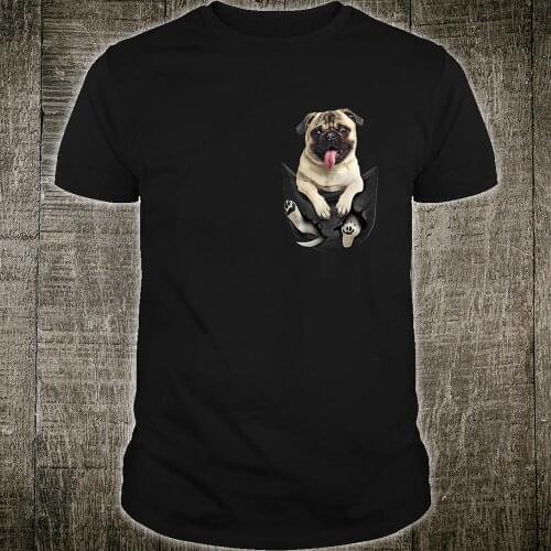 CLOOCL Cotton T-Shirt Summer fashion Pet Pug Pocket Shirt Men Women Harajuku Casual Tops Funny Cotton Black Tees Drop Shipping