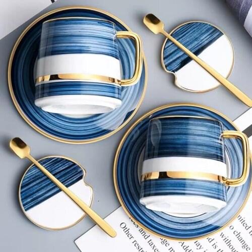 Складной стакан Mug With Lid Spoon Creative Personality Trend Ceramic Office Water Cup Coffee Simple kubek ze słomką tazas de ca