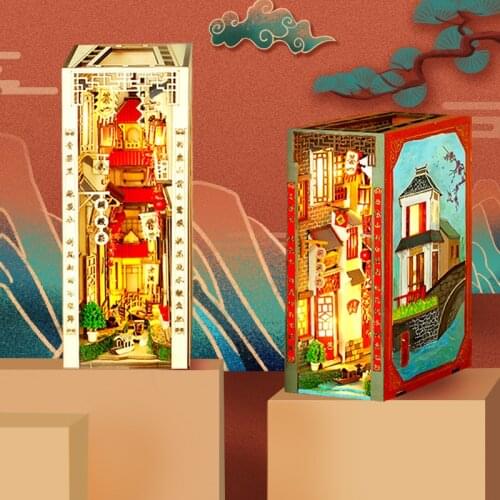 Diy Miniature House Book Nook Dollhouse Kit For Adults Roombox Wooden Toys For Children Mini Book Shelf Model Assembly Xmas Gift