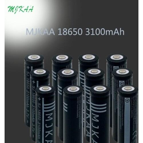 MJKAA 18650 3.7V 3100mAh Rechargeable Lithium Battery for Led Flashlight Headlamp Player Speake Li-ion Batteries