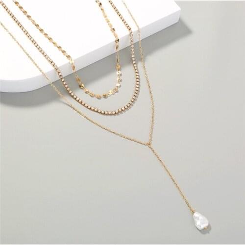 Fashion Luxury Pearl Multi-Layer Clavicle Necklace For Women Gold Color Pendant Female Party Jewelry Accessories Gifts