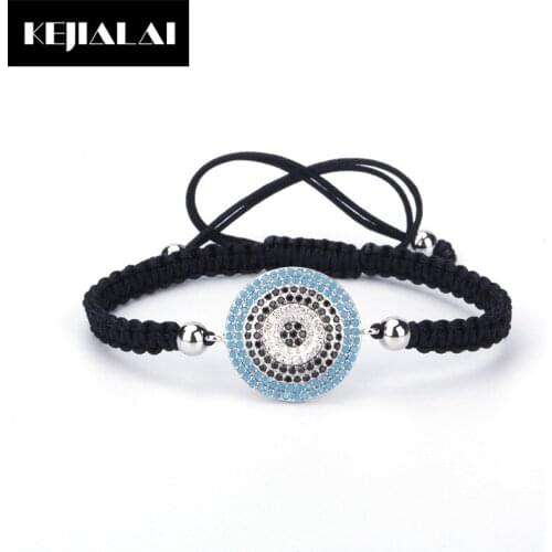 Fashion Sweet Style Women Bracelet Cubic Zirconia Devil Eye Charm Bracelet Adjustable for Men Black Macrame Bangle Birthday Gift