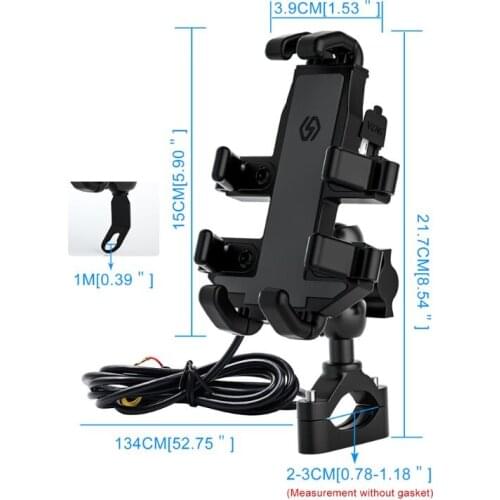 Motorcycle Mobile Phone Holder Aluminum Alloy Navigation Bracket Cellphone GPS Mount Shockproof Cradle Clamp Mount