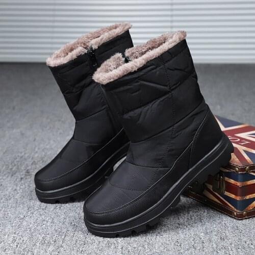Brand mens snow boots warm plush ankle boots winter waterproof mens boots non-slip mens motorcycle boots outdoor sports shoes