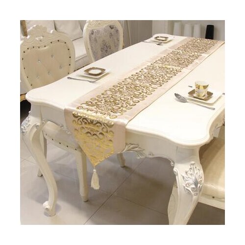 NEW European Luxury Velvet Gilded Table Runner Tablecloth Embroidered Gloden Table Runners Table Flag Dinner Mats Home Textile