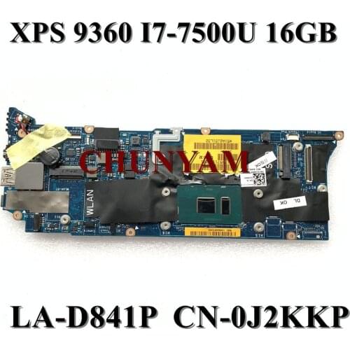 NEW LA-D841P w/ i7-7500U + 16GB RAM FOR Dell XPS 13 9360 Laptop Notebook Motherboard CN-0J2KKP J2KKP Mainboard 100% Tested