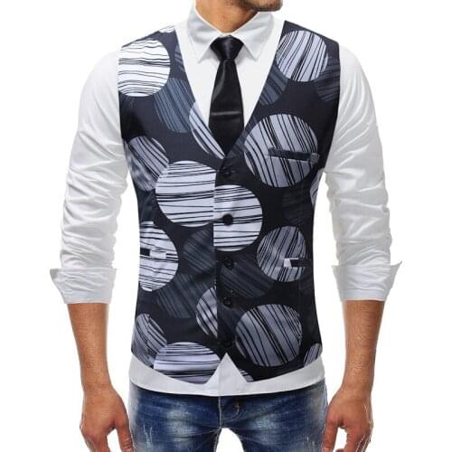 New M-5XL Men Vest 2020 New Chalecos Para Hombre Men Fashion Oblique strip Print Vest Casual Suit Vest Four Seasons Colete Suits
