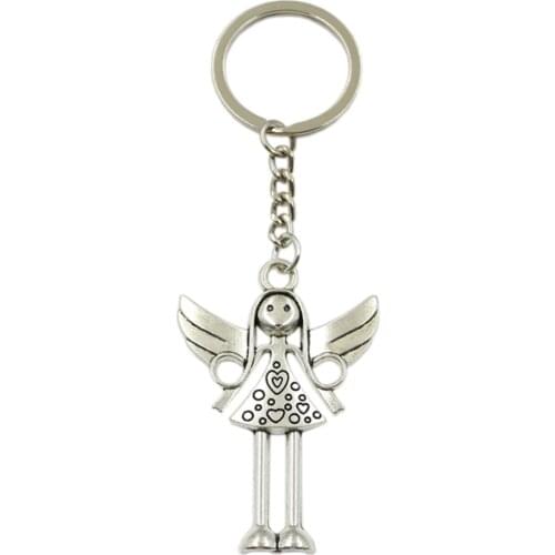 New Hot Men Key Ring Metal Key Chain Keychain Gift Jewelry Silver Color Praying Angel Pendant Great Promotion