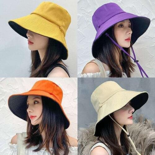 Fisherman Hat sunhat 2020 Outdoor Travel Casual Double Sided Bucket Hat Men Women Summer Korean Fashion Fold Sun fishing Hats