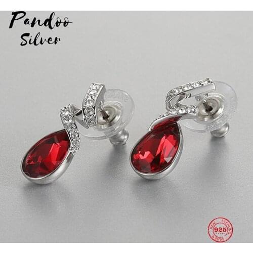 PANDOO Fashion Charm Sterling Silver Original 1:1 Copy, Elegant Glamour Fashion Joker Stud Earrings Women Luxury Jewelry Gifts