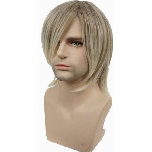 StrongBeauty Synthetic Hair Blonde Straight Wig For Men Cosplay Halloween Medium Long Wigs