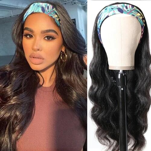 Nicelight Hair Body Wave Headband Wigs For Black Women Remy Scarf Wig Glueless Brazilian Human Hair Wigs With Headband Natural